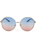 styleBREAKER Runde Sonnebrille in Gold / Blau-Rosa Verlauf