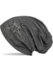 styleBREAKER Beanie Mütze mit Strass Stern in Dunkelgrau meliert