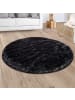 KADIMA DESIGN Hochflor Teppich Shaggy waschbar Unifarben Schlafzimmer in Schwarz
