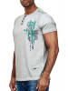 Rusty Neal Oil-Washed T-Shirt mit Knopfleiste in Grau