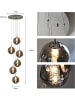 ZMH Pendelleuchte 6-flammige G9 in rauchgrau Glas und Kristall L31cm x H175cm