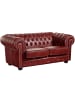 58 aufm Kessel SOFA 2-Sitzer Kath Bezug Wischleder Buche nussbaum dunkel / rot