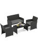 COSTWAY 4 tlg. PE-Rattan Gartenmöbel Set in Grau