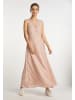DreiMaster Damen Maxikleid Mit Allover-Print in Rosa Wollweiss