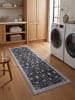 KADIMA DESIGN Teppich Kurzflor VERNANTE waschbar Orient Diele in Schwarz-Creme-Grau
