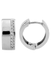 Adeliás Damen Ohrringe – Klappcreole aus 925 Silber mit Zirkonia in silber