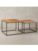 KADIMA DESIGN Wohnzimmertisch 2er Set Massivholz / Metall Beistelltisch Eckig