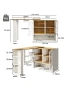 ABRIHOME Bartisch in Weiß - drehbarer Sideboardschrank mit Regalen und Glas