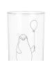 Mr. & Mrs. Panda Wasserglas Pinguin Luftballon mit Spruch in Transparent
