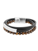 Adeliás Herren Armband aus Leder mit Tigerauge 21 cm in schwarz