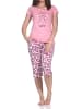 NORMANN Kurzarm Pyjama Capri Schlafanzug Hose Animalprint Übergrößen in rosa