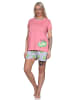 NORMANN Schlafanzug kurzarm Pyjama Shorty Kiwi print in pink