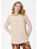 GOLDNER Kurzgröße:  Schlichtes Langarmshirt mit Glanz in cremeweiß