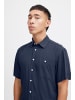 BLEND Kurzarmhemd Knopfleiste Brusttasche Casual in Blau
