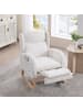 ABRIHOME Schaukelstuhl in Weiß mit verstellbarer Fußstütze und hoher Rückenlehne