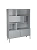 home24 home24 Regal aus lackiertem MDF & massiver Buche in Rot, 120 x 160 x 35 cm in Hellgrau