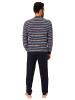 NORMANN langarm Frottee Schlafanzug Bündchen gestreifter - 77540 in blau