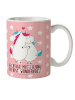 Mr. & Mrs. Panda Tasse Einhorn Mitteilung mit Spruch in Rot Pastell