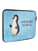 Mr. & Mrs. Panda Notebook Tasche Pinguin Marienkäfer mit Spruch in Eisblau