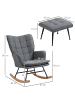 HOMCOM Schaukelstuhl mit Hocker-64L x 89B x 90H cm-Grau