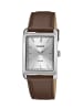 Casio Quarzuhr in Unisexgröße mit Lederband Silber / Braun
