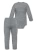 Normani Outdoor Sports Baby Merino Langarmbody und Hose in Grau gestreift