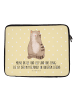 Mr. & Mrs. Panda Laptop Tasche Katze Sitzen mit Spruch in Gelb Pastell