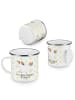 Mr. & Mrs. Panda Camping Emaille Tasse Einhorn Happy mit Spruch in Weiß