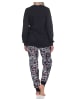 NORMANN Kuschel interlock Schlafanzug langarm Bündchen Animalprint - 81910 in schwarz
