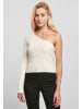 Urban Classics Urban Classics Damen Ladies Short Rib Knit One Sleeve Sweater in whitesand