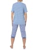 NORMANN Capri Pyjama kurzarm und Spitzenbesatz - 44524 in blau