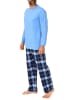 NORMANN Schlafanzug lang Pyjama FlanellHose Karo - 88255 in hellblau1
