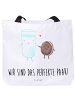 Mr. & Mrs. Panda Tasche Milch Keks mit Spruch in Weiß