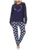 NORMANN Schlafanzug Pyjama langarm Herz Tupfen Punkte - 88003 in navy