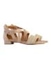 Divine Factory Flache Riemchensandale Beige