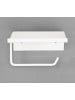 Wenko Toilettenpapierhalter aus Metall mit Ablage DESULO in Weiß, 12 x 6,2 x 14 cm