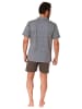 NORMANN kurzarm Schlafanzug Shorty Pyjama zum durchknöpfen - 78279 in dunkelgrau