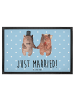 Mr. & Mrs. Panda Schmutzfangmatte waschbar Bär Heirat mit Spruch in Blau Pastell