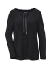 GOLDNER Shirt Sweatshirt mit halsfernen Kragen und Tunnelzug in schwarz