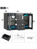 ABRIHOME Waschbeckenunterschrank in Schwarz 76 cm wandmontiert mit LED Glastür verstellbaren Böden
