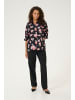 Kaffe Kurzarm-Bluse KAvelana Regular fit in Black Large Flower Print