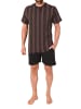 NORMANN kurzarm Schlafanzug Shorty Pyjama Streifen in dunkelgrau