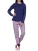 NORMANN langarm Schlafanzug Bündchen Pyjama Ethnolook - 83323 in navy