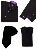 Rusty Neal Hemd mit Weste und Krawatte 3er Set in Schwarz / Lila