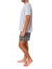 NORMANN Schlafanzug kurzarm Shorty mit karierter Jersey Hose - 86231 in grau