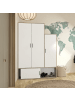 CALICOSY Schrank ERWAN in Weiß/Holz - (W) 133  x (H) 195  x (L) 52  cm