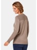 GOLDNER Pullover V-Pullover mit Schmuckelement in taupe