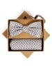 Finshley & Harding London Fliege und Einstecktuch in beige marine - 0001