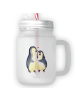 Mr. & Mrs. Panda Glas Pinguin umarmen ohne Spruch in Transparent