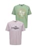 Only&Sons 2er-Set Print T-Shirt Rundhals Vintage Design Shirt ONSLENNY in Lila-2